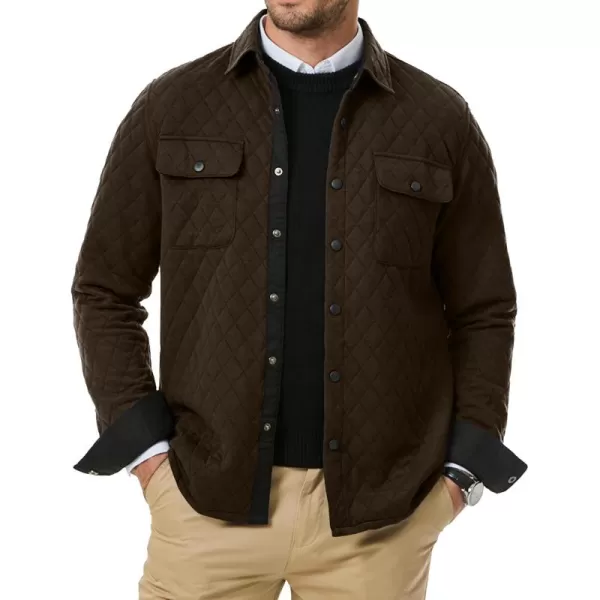 JMIERR Mens Quilted Shirt Jackets Casual Long Sleeve Snap Button Down Shirts with Pockets
