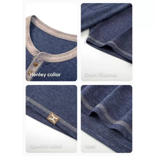 JMIERR Men's Henley Long/Short Sleeve T-Shirt Stretch Cotton Casual Pullover Tee Shirts with Pockets