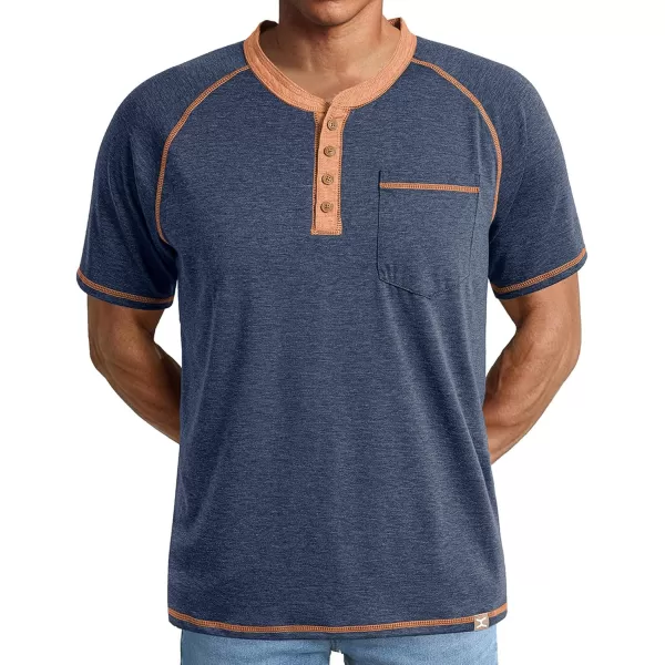 JMIERR Men's Henley Long/Short Sleeve T-Shirt Stretch Cotton Casual Pullover Tee Shirts with Pockets
