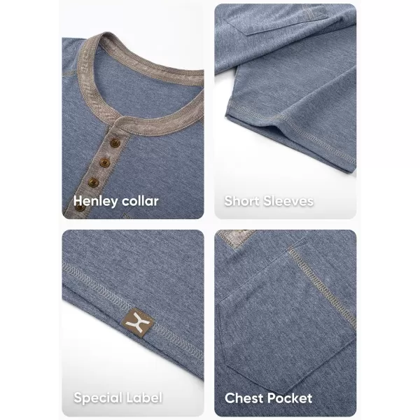 JMIERR Men's Henley Long/Short Sleeve T-Shirt Stretch Cotton Casual Pullover Tee Shirts with Pockets