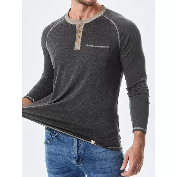 JMIERR Men's Henley Long/Short Sleeve T-Shirt Stretch Cotton Casual Pullover Tee Shirts with Pockets