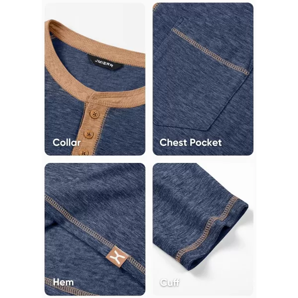 JMIERR Men's Henley Long/Short Sleeve T-Shirt Stretch Cotton Casual Pullover Tee Shirts with Pockets