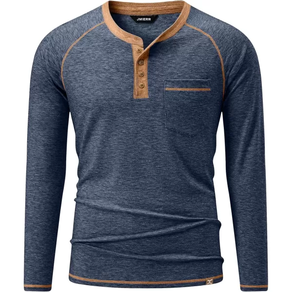 JMIERR Men's Henley Long/Short Sleeve T-Shirt Stretch Cotton Casual Pullover Tee Shirts with Pockets