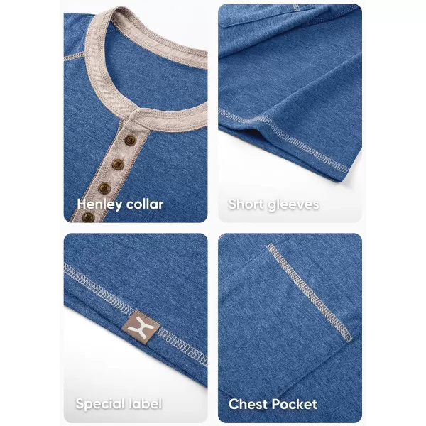 JMIERR Men's Henley Long/Short Sleeve T-Shirt Stretch Cotton Casual Pullover Tee Shirts with Pockets