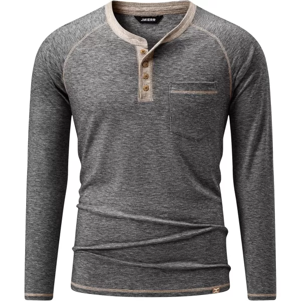 JMIERR Men's Henley Long/Short Sleeve T-Shirt Stretch Cotton Casual Pullover Tee Shirts with Pockets