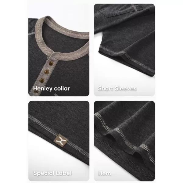 JMIERR Men's Henley Long/Short Sleeve T-Shirt Stretch Cotton Casual Pullover Tee Shirts with Pockets