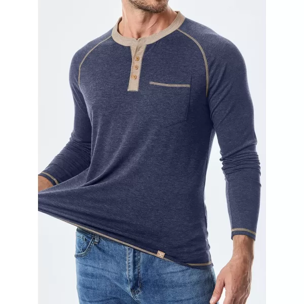 JMIERR Men's Henley Long/Short Sleeve T-Shirt Stretch Cotton Casual Pullover Tee Shirts with Pockets
