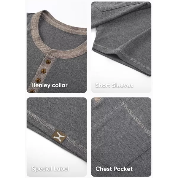 JMIERR Men's Henley Long/Short Sleeve T-Shirt Stretch Cotton Casual Pullover Tee Shirts with Pockets