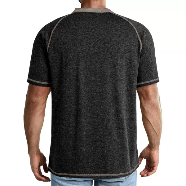 JMIERR Men's Henley Long/Short Sleeve T-Shirt Stretch Cotton Casual Pullover Tee Shirts with Pockets