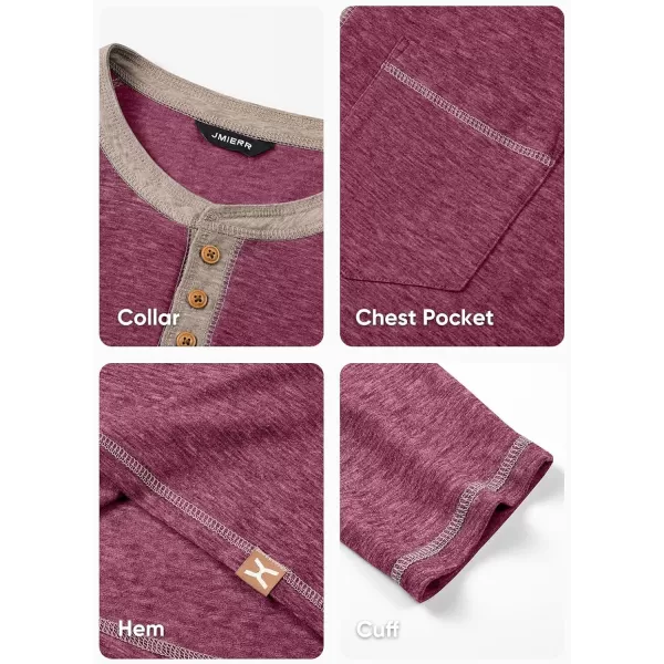 JMIERR Men's Henley Long/Short Sleeve T-Shirt Stretch Cotton Casual Pullover Tee Shirts with Pockets