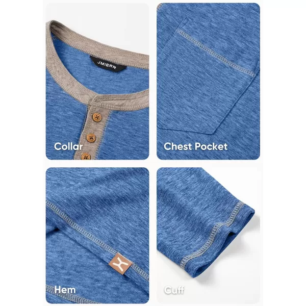JMIERR Men's Henley Long/Short Sleeve T-Shirt Stretch Cotton Casual Pullover Tee Shirts with Pockets