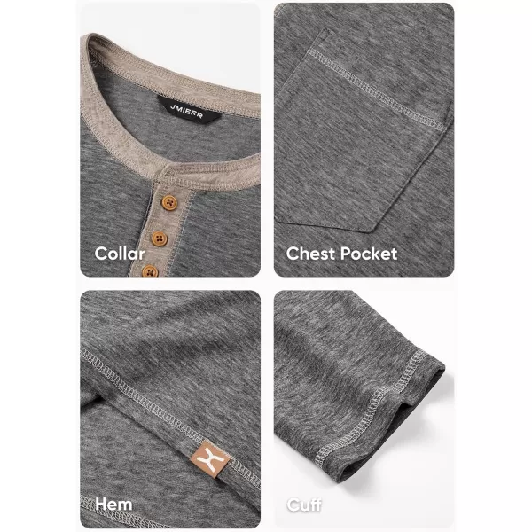 JMIERR Men's Henley Long/Short Sleeve T-Shirt Stretch Cotton Casual Pullover Tee Shirts with Pockets