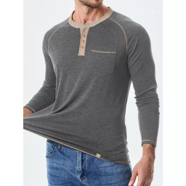 JMIERR Men's Henley Long/Short Sleeve T-Shirt Stretch Cotton Casual Pullover Tee Shirts with Pockets
