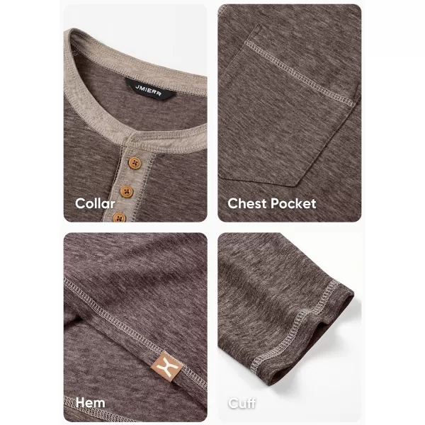 JMIERR Men's Henley Long/Short Sleeve T-Shirt Stretch Cotton Casual Pullover Tee Shirts with Pockets