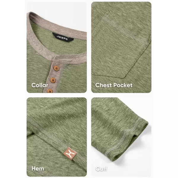 JMIERR Men's Henley Long/Short Sleeve T-Shirt Stretch Cotton Casual Pullover Tee Shirts with Pockets