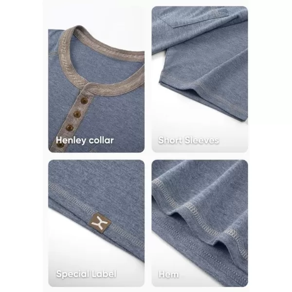 JMIERR Men's Henley Long/Short Sleeve T-Shirt Stretch Cotton Casual Pullover Tee Shirts with Pockets