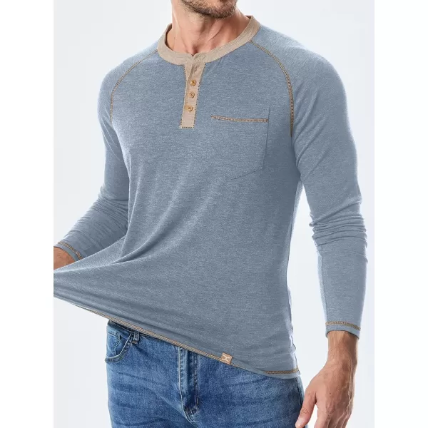 JMIERR Men's Henley Long/Short Sleeve T-Shirt Stretch Cotton Casual Pullover Tee Shirts with Pockets