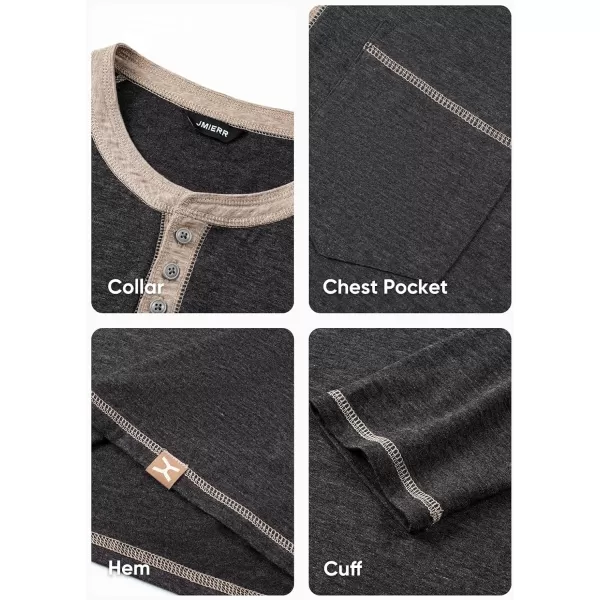 JMIERR Men's Henley Long/Short Sleeve T-Shirt Stretch Cotton Casual Pullover Tee Shirts with Pockets