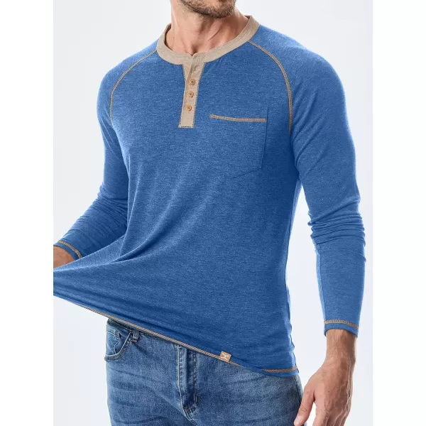 JMIERR Men's Henley Long/Short Sleeve T-Shirt Stretch Cotton Casual Pullover Tee Shirts with Pockets