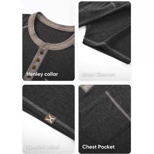 JMIERR Men's Henley Long/Short Sleeve T-Shirt Stretch Cotton Casual Pullover Tee Shirts with Pockets