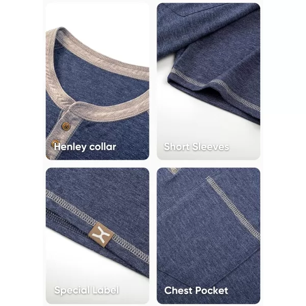 JMIERR Men's Henley Long/Short Sleeve T-Shirt Stretch Cotton Casual Pullover Tee Shirts with Pockets
