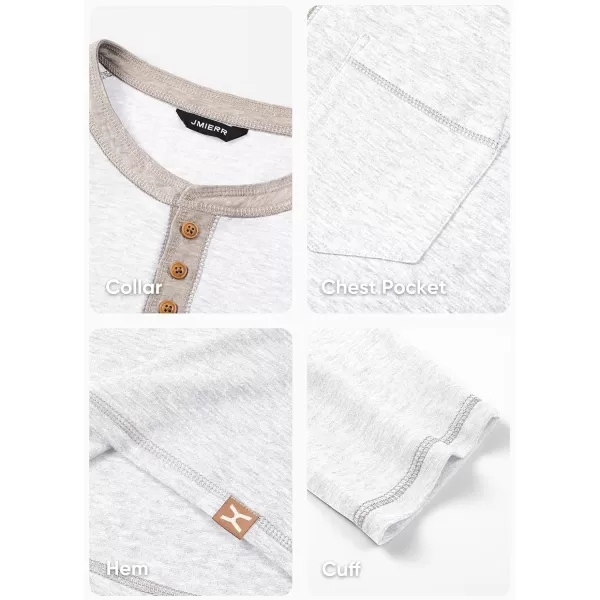 JMIERR Men's Henley Long/Short Sleeve T-Shirt Stretch Cotton Casual Pullover Tee Shirts with Pockets