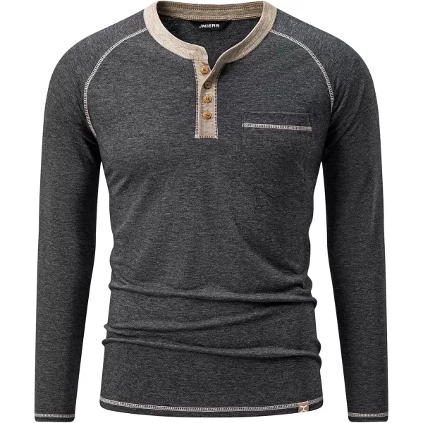 JMIERR Men's Henley Long/Short Sleeve T-Shirt Stretch Cotton Casual Pullover Tee Shirts with Pockets