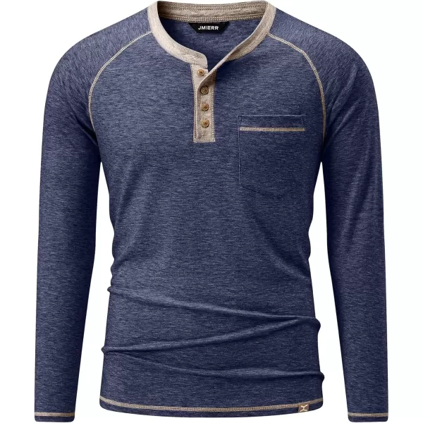 JMIERR Men's Henley Long/Short Sleeve T-Shirt Stretch Cotton Casual Pullover Tee Shirts with Pockets