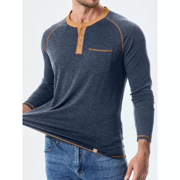 JMIERR Men's Henley Long/Short Sleeve T-Shirt Stretch Cotton Casual Pullover Tee Shirts with Pockets