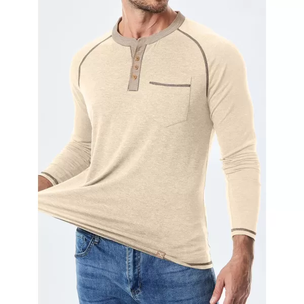 JMIERR Men's Henley Long/Short Sleeve T-Shirt Stretch Cotton Casual Pullover Tee Shirts with Pockets