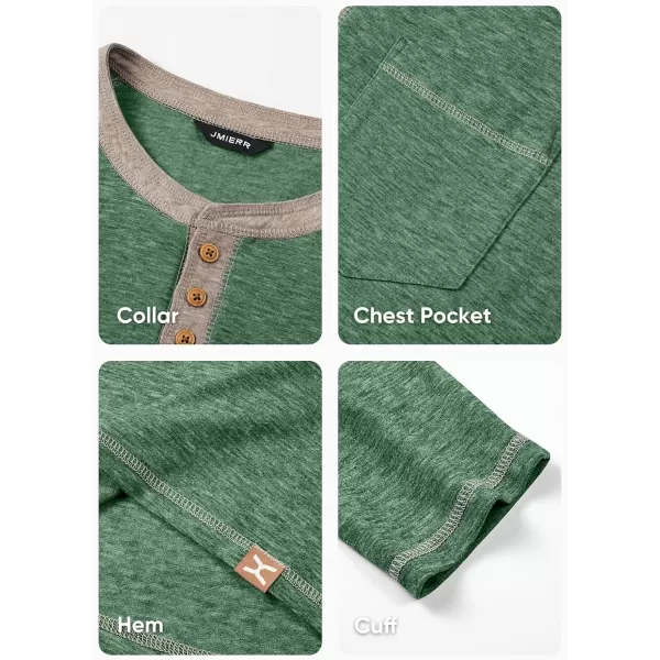JMIERR Men's Henley Long/Short Sleeve T-Shirt Stretch Cotton Casual Pullover Tee Shirts with Pockets