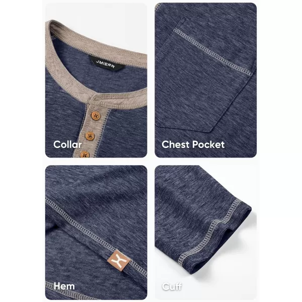 JMIERR Men's Henley Long/Short Sleeve T-Shirt Stretch Cotton Casual Pullover Tee Shirts with Pockets
