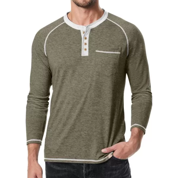 JMIERR Men's Henley Long/Short Sleeve T-Shirt Stretch Cotton Casual Pullover Tee Shirts with Pockets