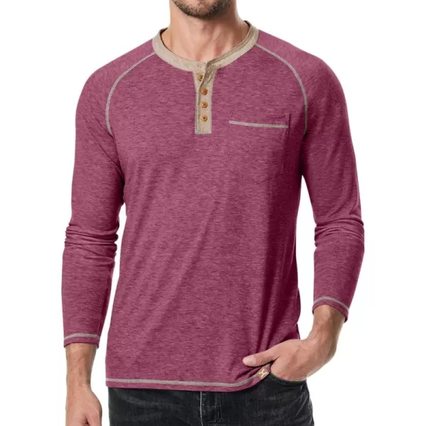 JMIERR Men's Henley Long/Short Sleeve T-Shirt Stretch Cotton Casual Pullover Tee Shirts with Pockets