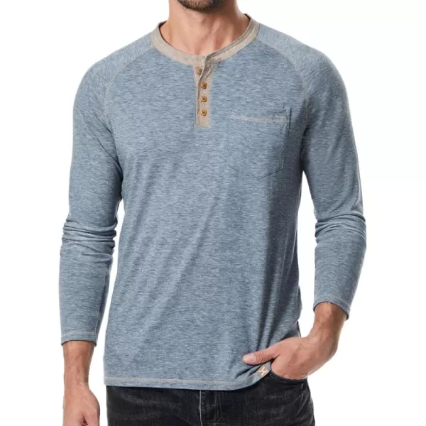 JMIERR Men's Henley Long/Short Sleeve T-Shirt Stretch Cotton Casual Pullover Tee Shirts with Pockets