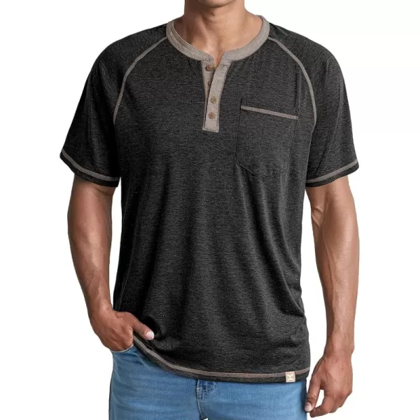JMIERR Men's Henley Long/Short Sleeve T-Shirt Stretch Cotton Casual Pullover Tee Shirts with Pockets