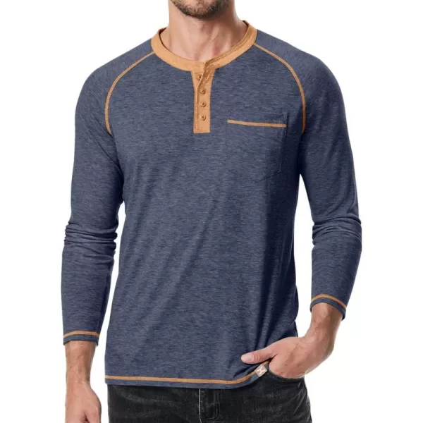 JMIERR Men's Henley Long/Short Sleeve T-Shirt Stretch Cotton Casual Pullover Tee Shirts with Pockets