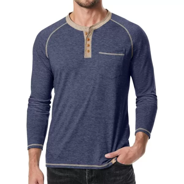 JMIERR Men's Henley Long/Short Sleeve T-Shirt Stretch Cotton Casual Pullover Tee Shirts with Pockets