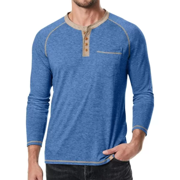 JMIERR Men's Henley Long/Short Sleeve T-Shirt Stretch Cotton Casual Pullover Tee Shirts with Pockets
