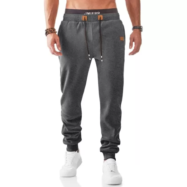 JMIERR Men's Sweatpants with Zipper Pockets Fleece Tapered Joggers Drawstring Waist Athletic Gym Running Workout Track Pants