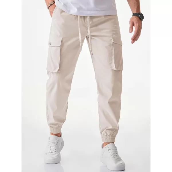 JMIERR Men's Casual Cargo Joggers Pants Stretch Elastic Waist Drawstring Tapered Sweatpants with Pockets