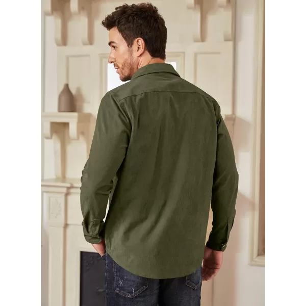 JMIERR Men's Corduroy Shirts Casual Western Long Sleeve Button Down Shacket Jackets with 2 Flap Pocket