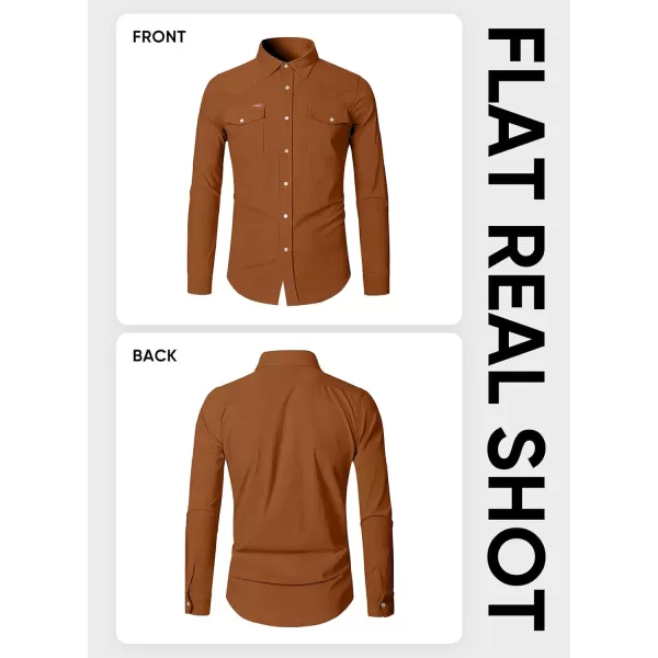 JMIERR Men's Corduroy Shirts Casual Western Long Sleeve Button Down Shacket Jackets with 2 Flap Pocket