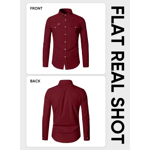 JMIERR Men's Corduroy Shirts Casual Western Long Sleeve Button Down Shacket Jackets with 2 Flap Pocket