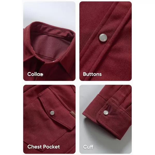 JMIERR Men's Corduroy Shirts Casual Western Long Sleeve Button Down Shacket Jackets with 2 Flap Pocket