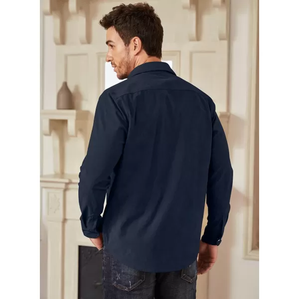 JMIERR Men's Corduroy Shirts Casual Western Long Sleeve Button Down Shacket Jackets with 2 Flap Pocket