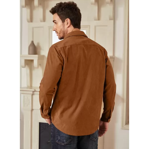 JMIERR Men's Corduroy Shirts Casual Western Long Sleeve Button Down Shacket Jackets with 2 Flap Pocket