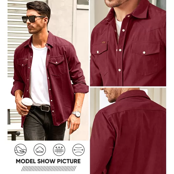 JMIERR Men's Corduroy Shirts Casual Western Long Sleeve Button Down Shacket Jackets with 2 Flap Pocket