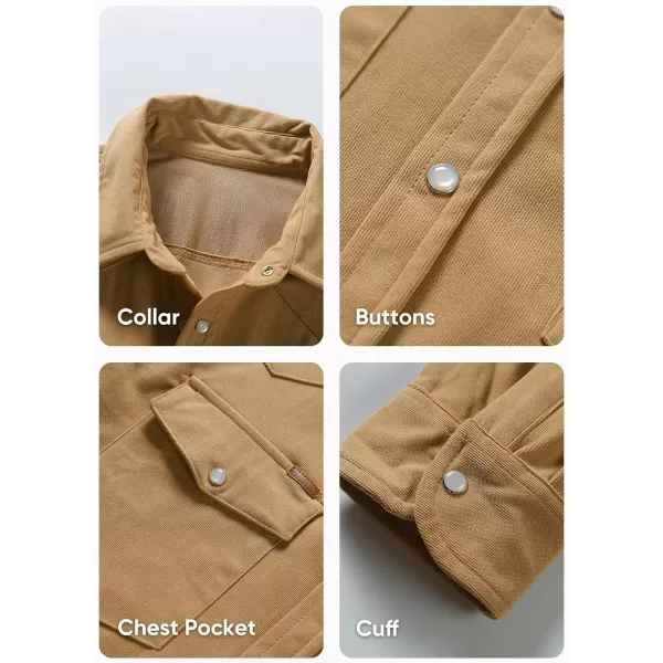 JMIERR Men's Corduroy Shirts Casual Western Long Sleeve Button Down Shacket Jackets with 2 Flap Pocket