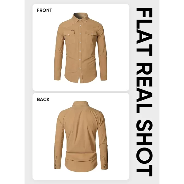 JMIERR Men's Corduroy Shirts Casual Western Long Sleeve Button Down Shacket Jackets with 2 Flap Pocket